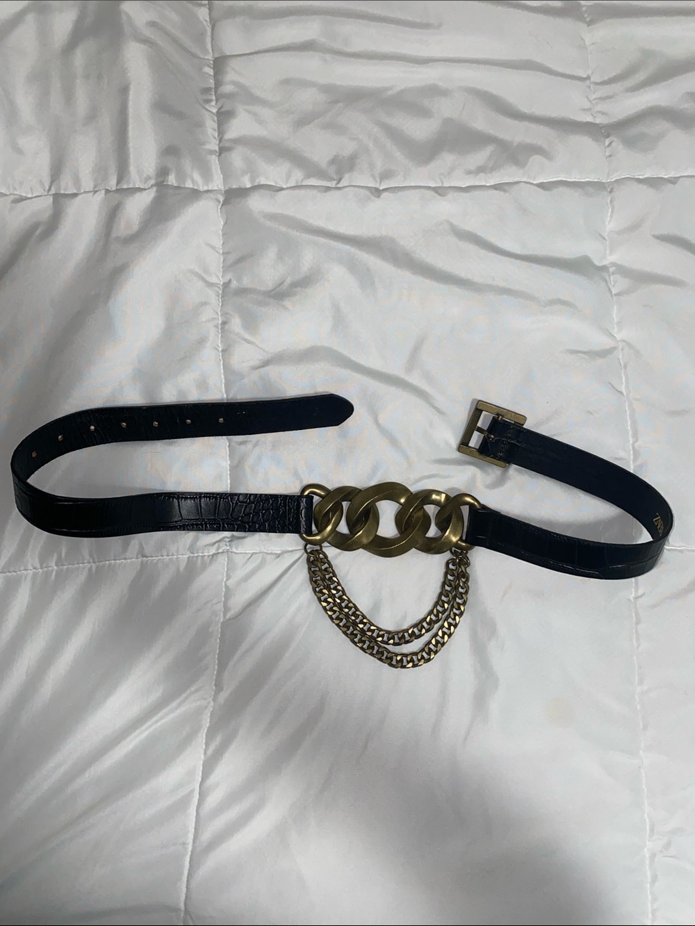 Never worn Zara Black Chain Accent Women's Waist Belt